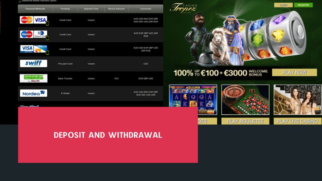 Casino Tropez Deposit and withdrawal