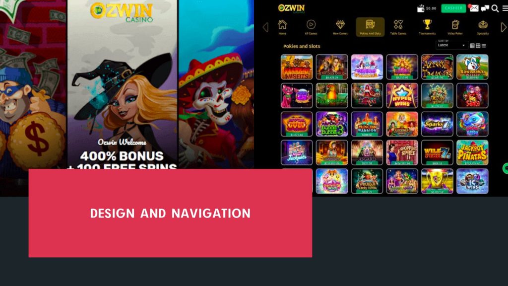 Ozwin casino Design and navigation